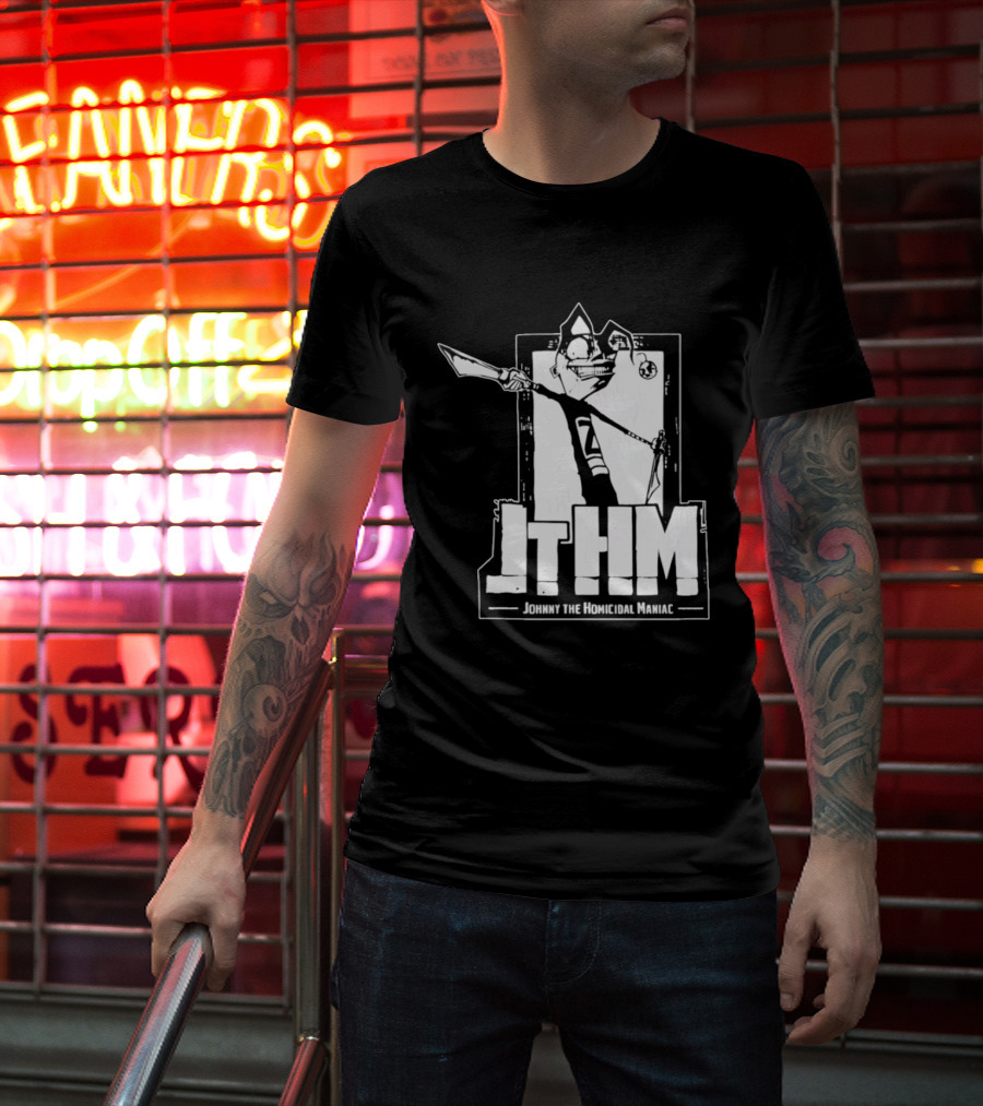 JTHM Johnny The Homicidal Maniac Distressed Black And White Comic T-Shirt