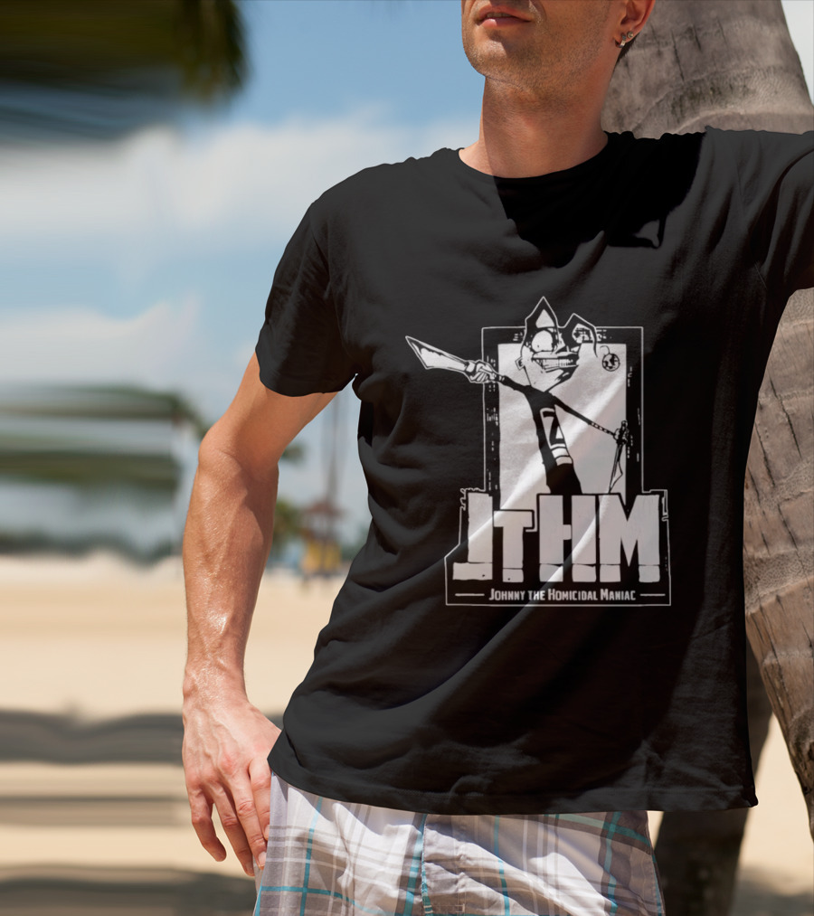 JTHM Johnny The Homicidal Maniac Distressed Black And White Comic T-Shirt