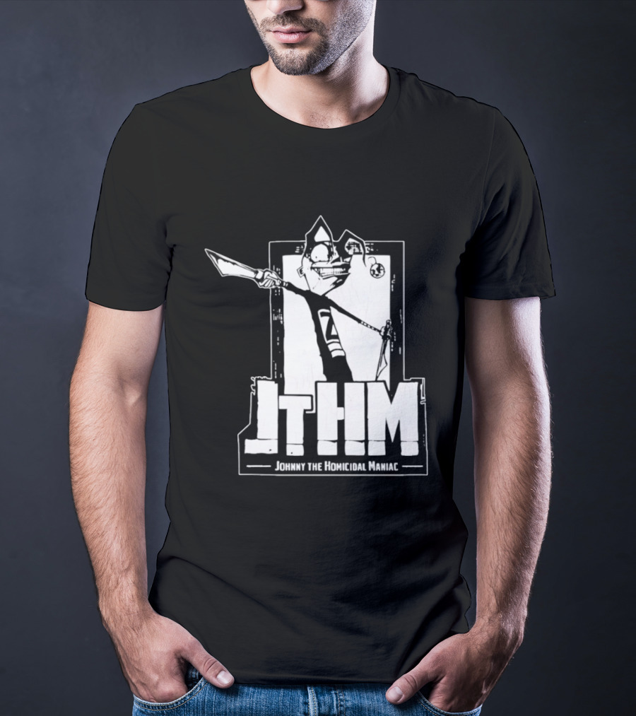 JTHM Johnny The Homicidal Maniac Distressed Black And White Comic T-Shirt
