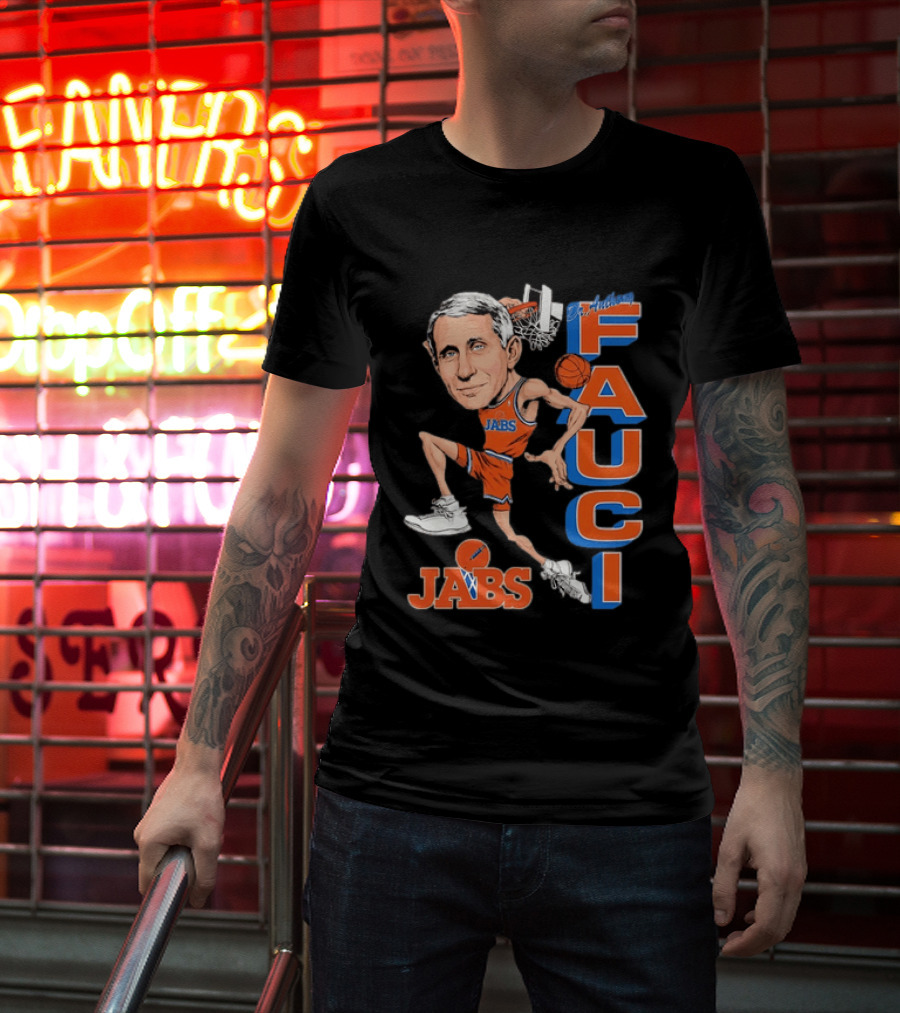 Dr Anthony Fauci Jabs Basketball Slam Dunk Caricature T-Shirt