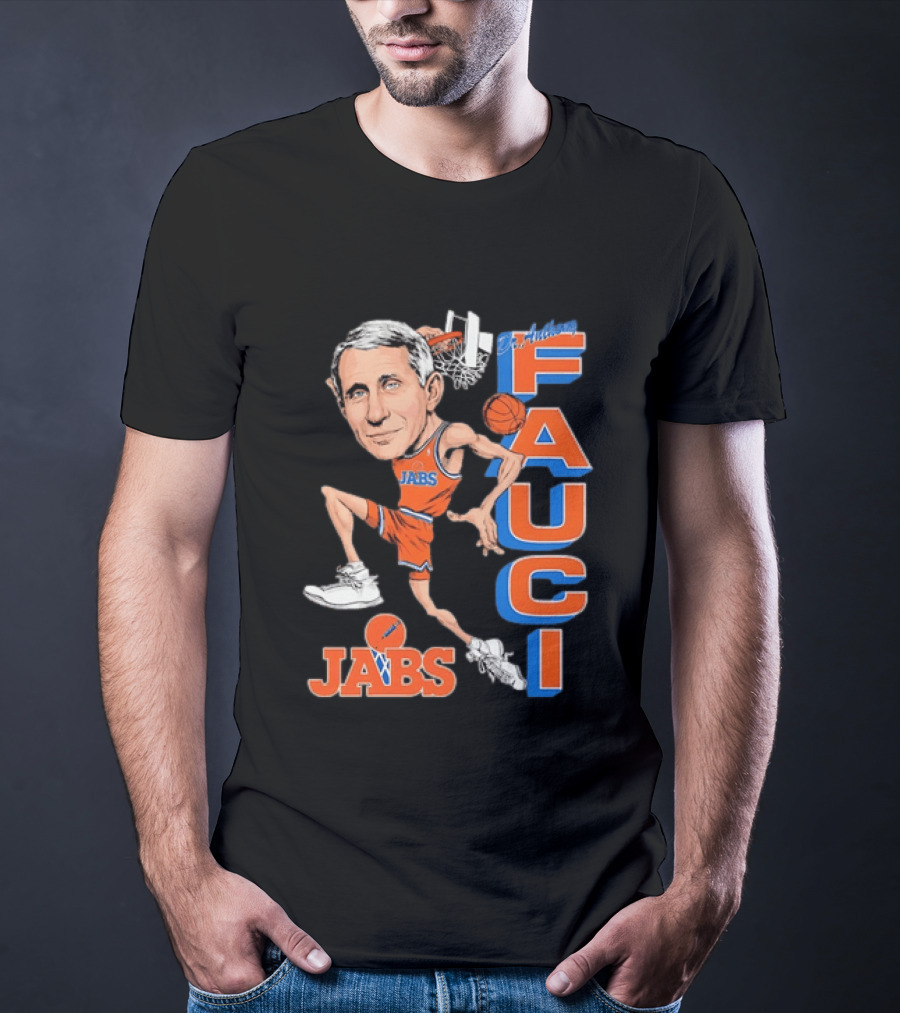 Dr Anthony Fauci Jabs Basketball Slam Dunk Caricature T-Shirt