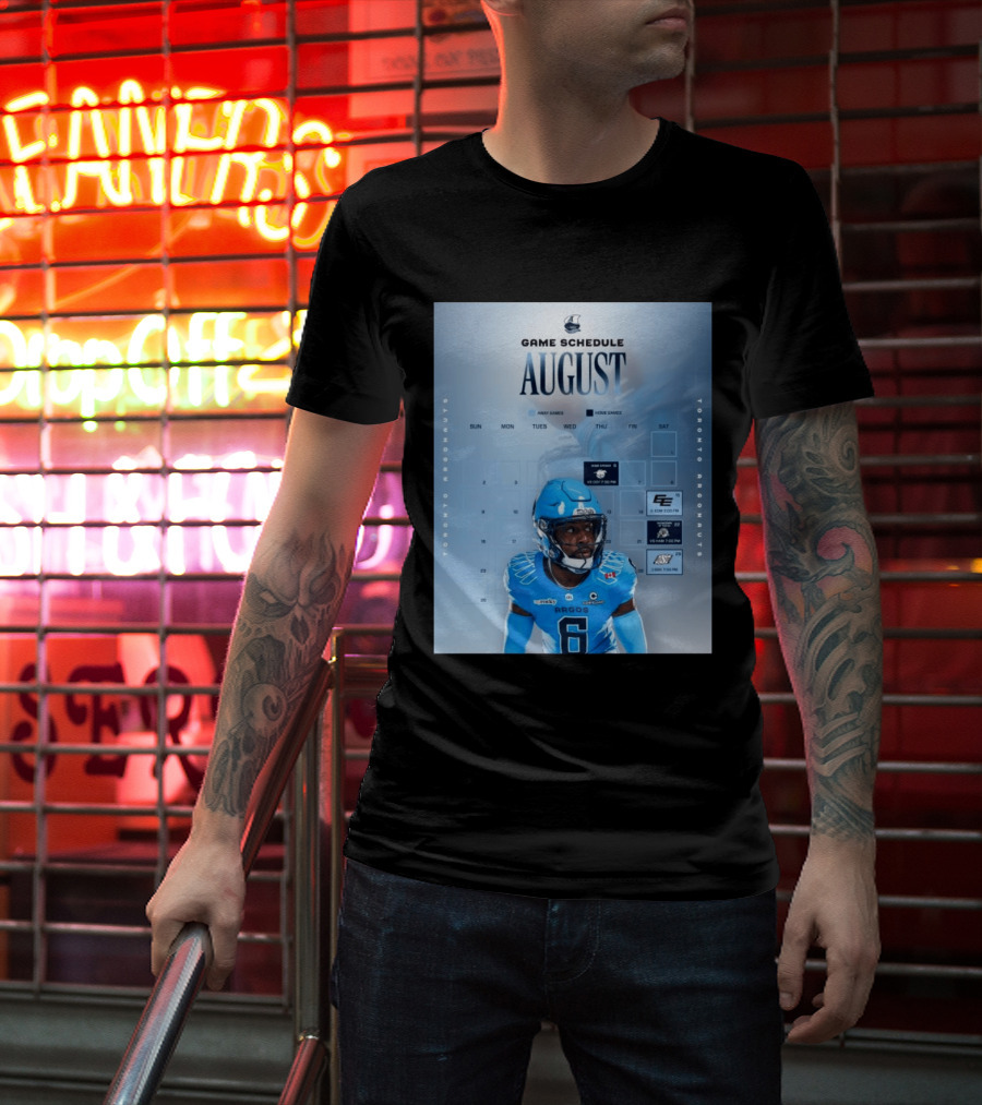 Toronto Argonauts August Game Schedule 2023 CFL Football Player Calendar T-Shirt