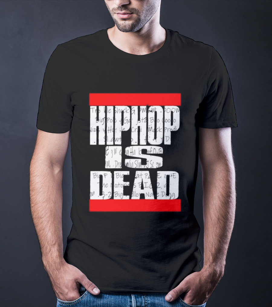 Hip Hop Is Dead White Text With Red Bars T-Shirt