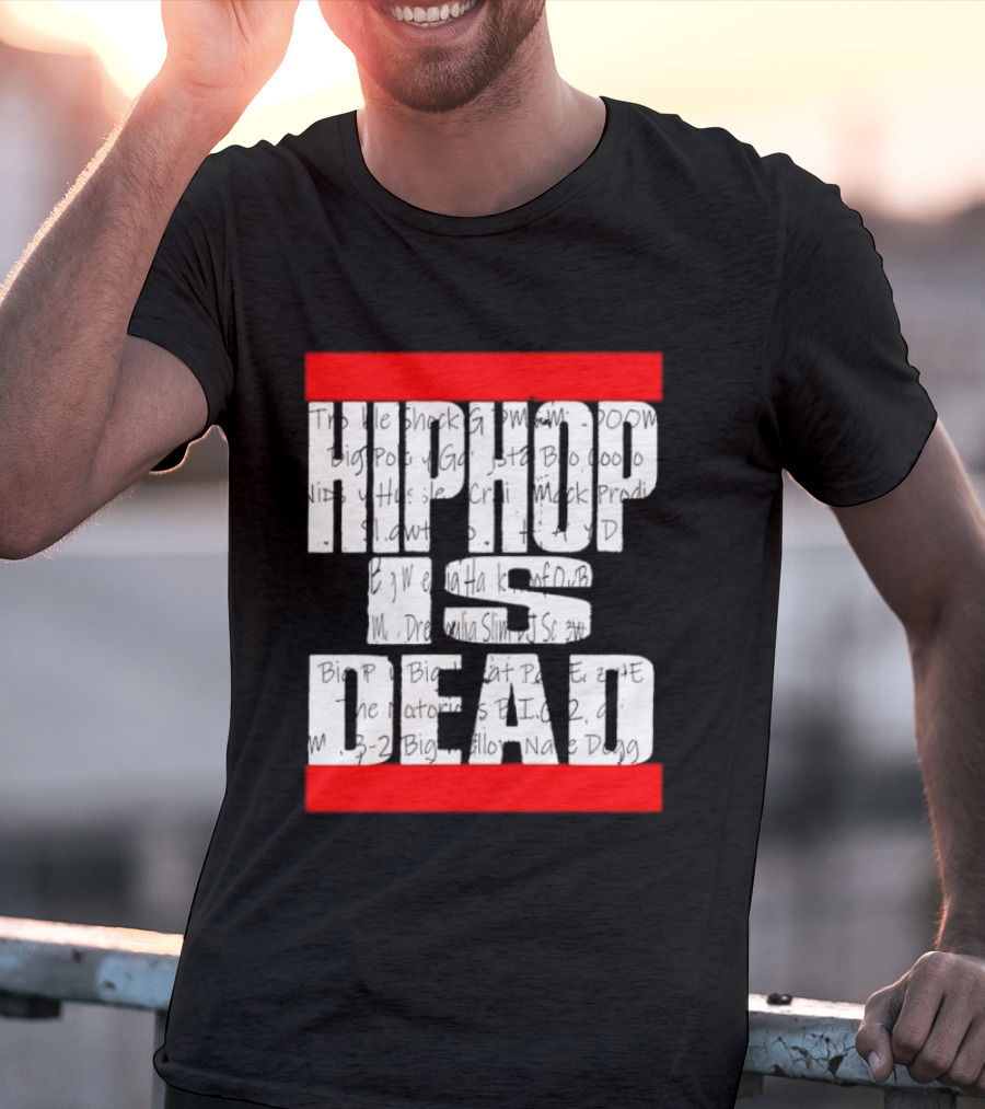 Hip Hop Is Dead White Text With Red Bars T-Shirt