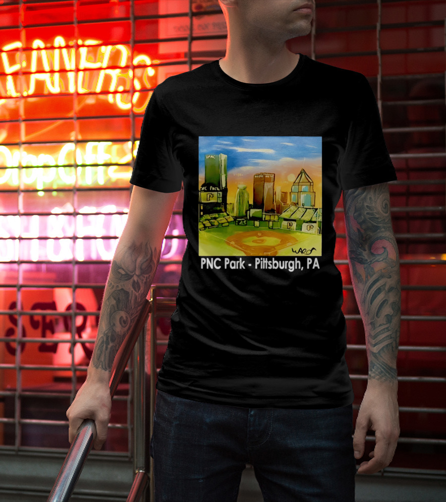 PNC Park Pittsburgh PA Baseball Skyline Art Print T-Shirt