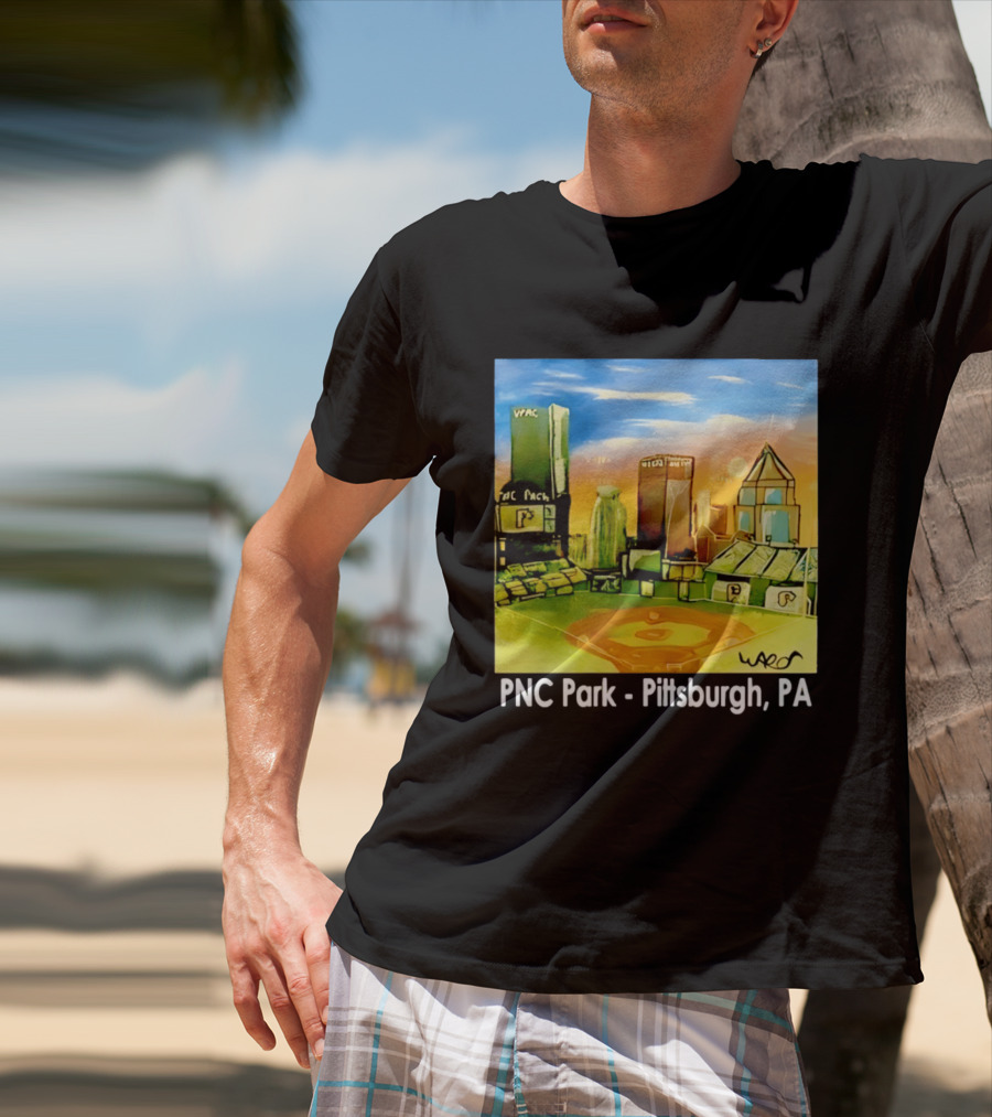 PNC Park Pittsburgh PA Baseball Skyline Art Print T-Shirt