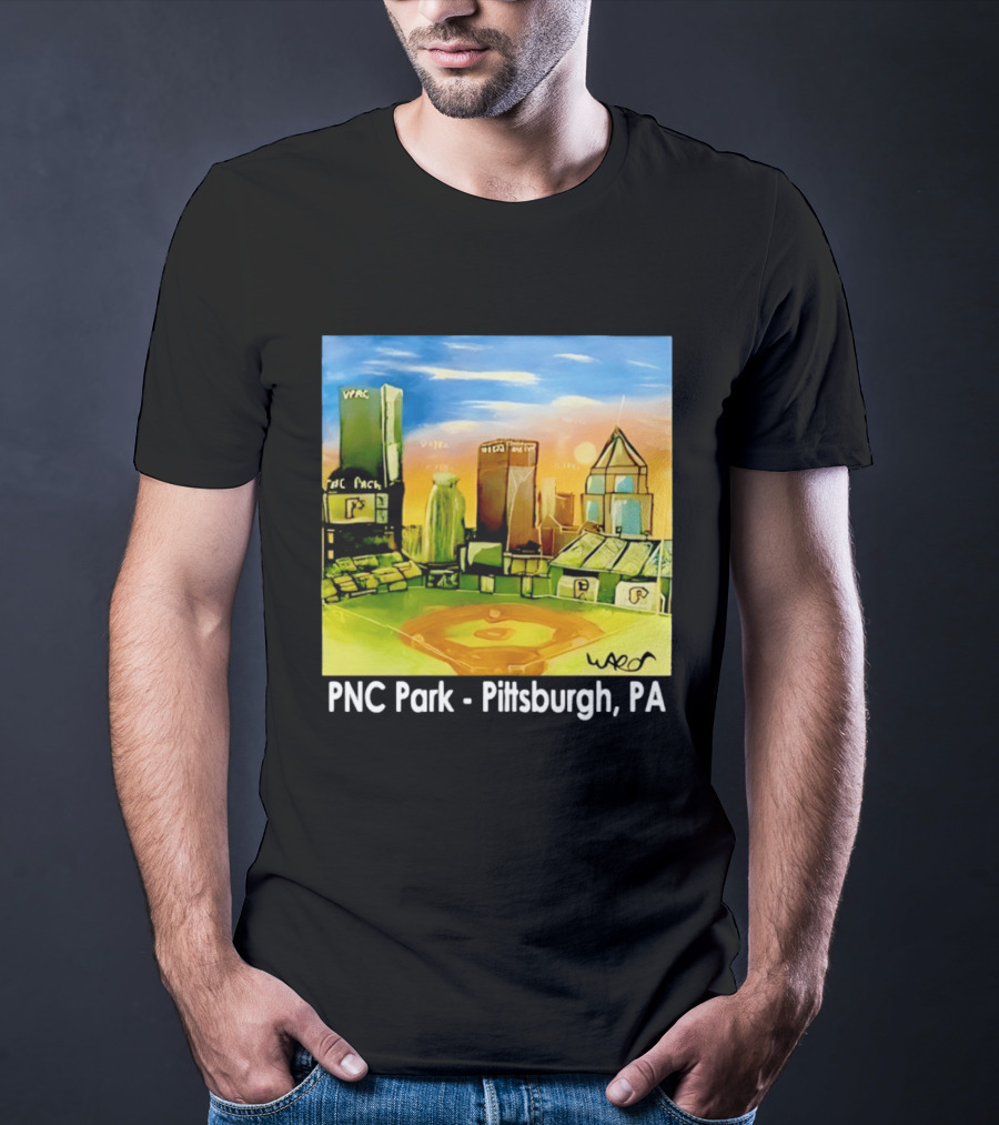 PNC Park Pittsburgh PA Baseball Skyline Art Print T-Shirt