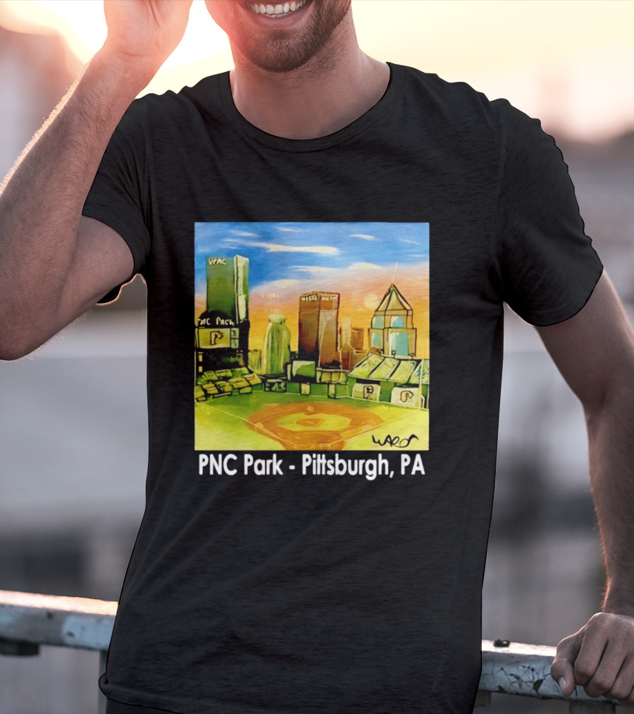 PNC Park Pittsburgh PA Baseball Skyline Art Print T-Shirt