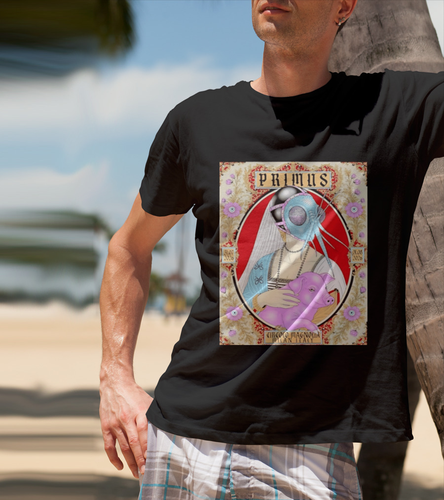 Primus Circolo Magnolia Milan Italy July August 2026 Concert Floral T-Shirt