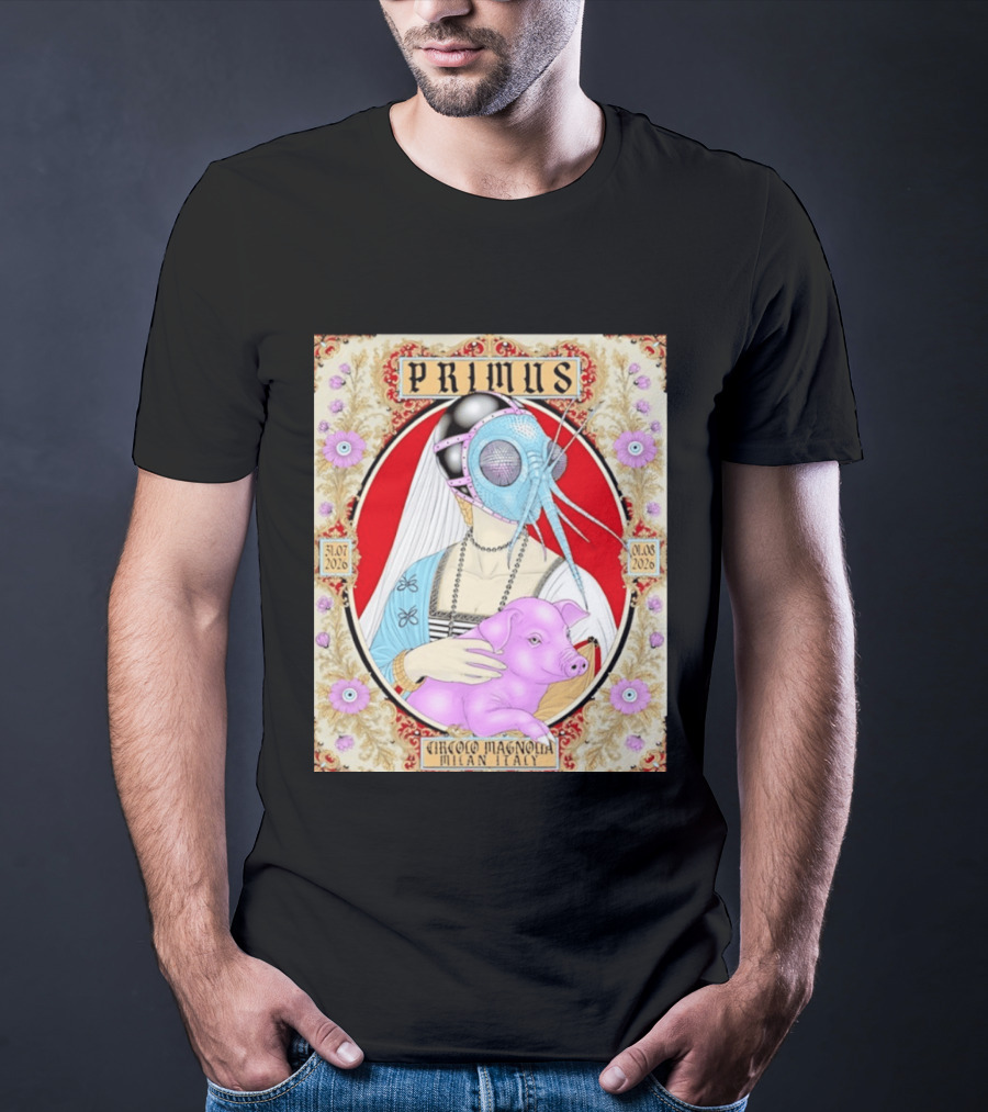 Primus Circolo Magnolia Milan Italy July August 2026 Concert Floral T-Shirt