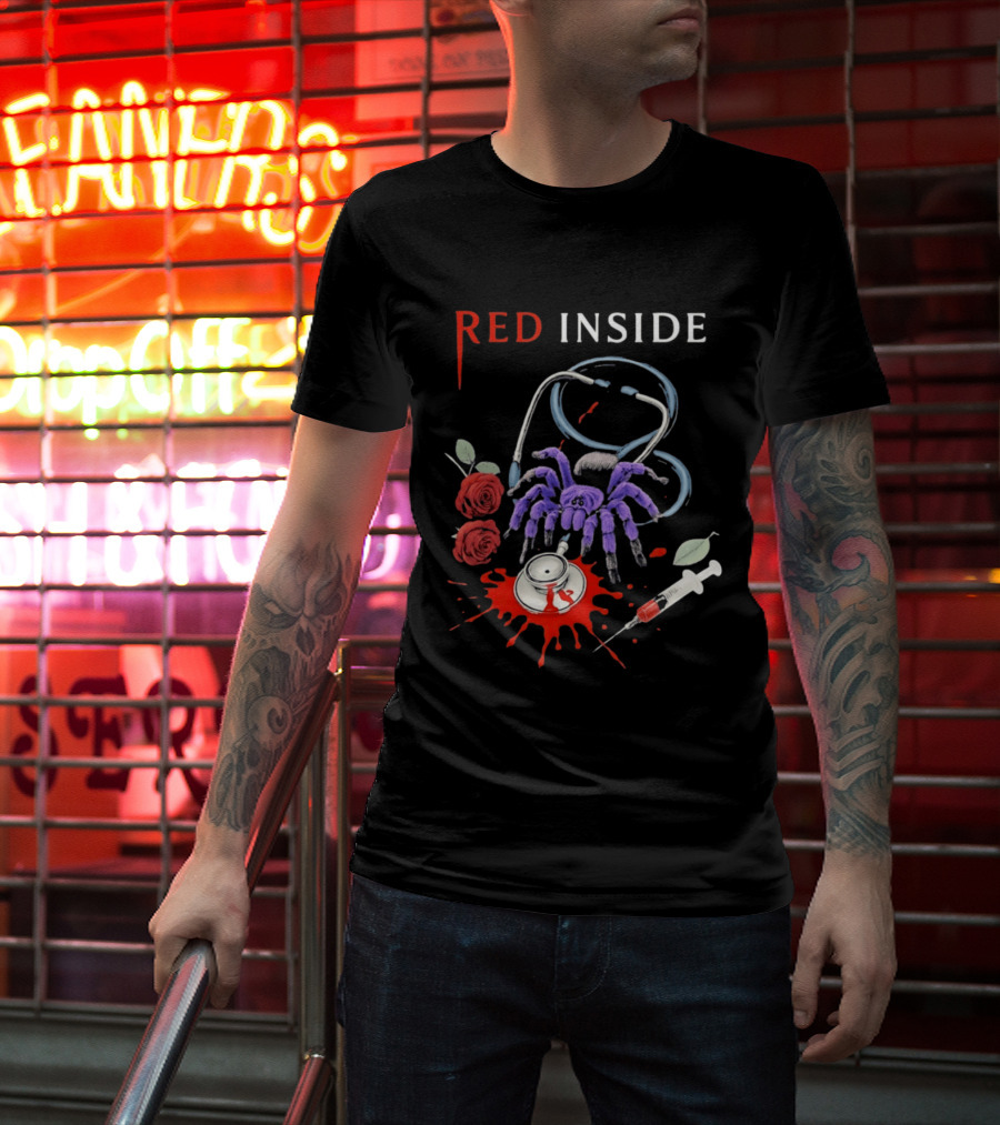 Red Inside Purple Tarantula Stethoscope Syringe Roses T-Shirt