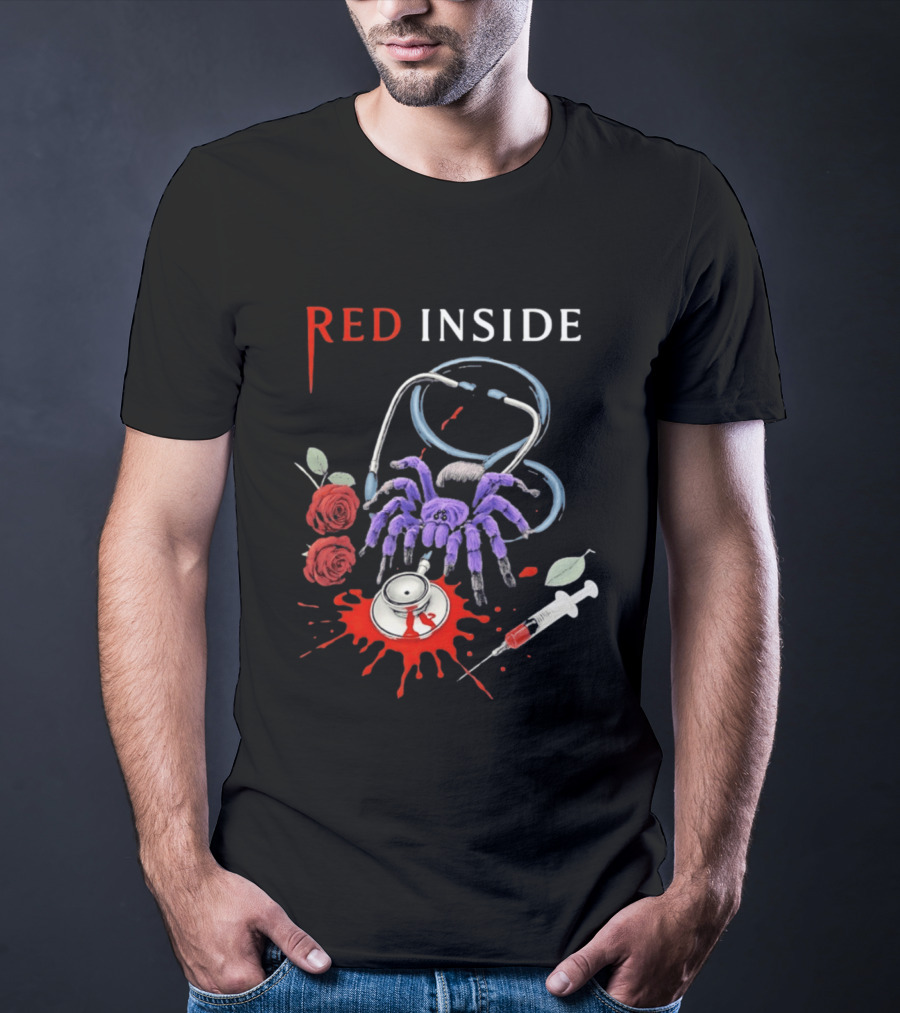 Red Inside Purple Tarantula Stethoscope Syringe Roses T-Shirt