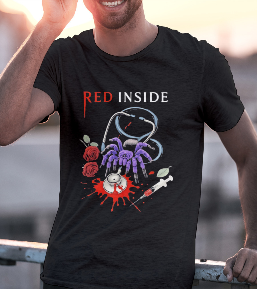 Red Inside Purple Tarantula Stethoscope Syringe Roses T-Shirt