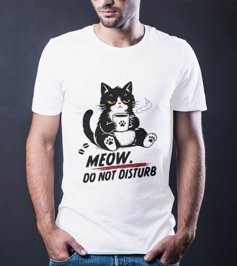 Meow Do Not Disturb Grumpy Cat Coffee Paw Stamp Vapor T-Shirt