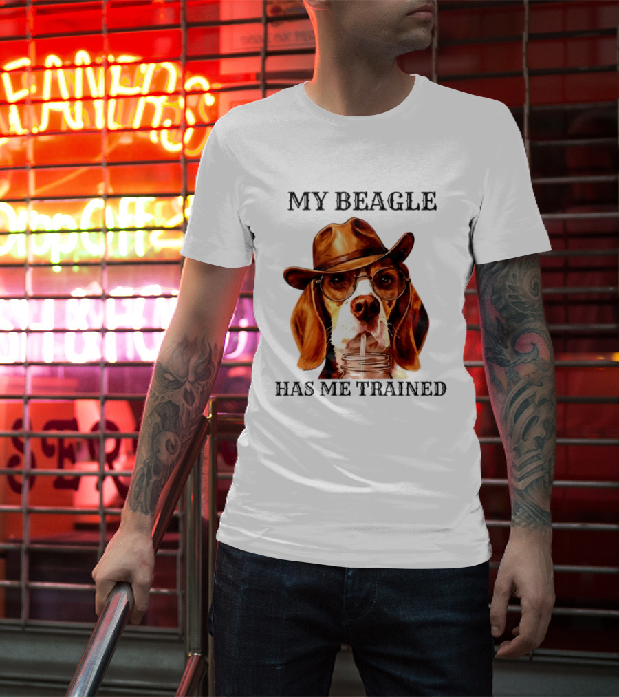 My Beagle Has Me Trained Cowboy Beagle With Hat And Glasses T-Shirt