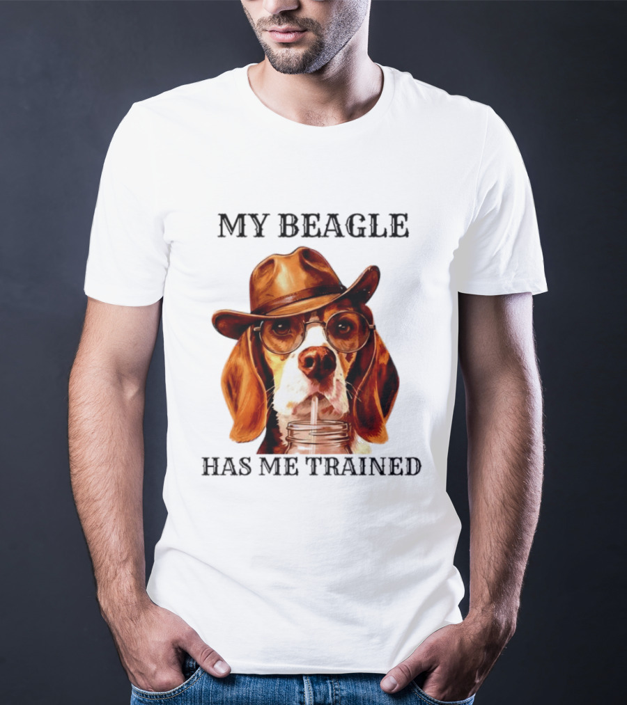 My Beagle Has Me Trained Cowboy Beagle With Hat And Glasses T-Shirt