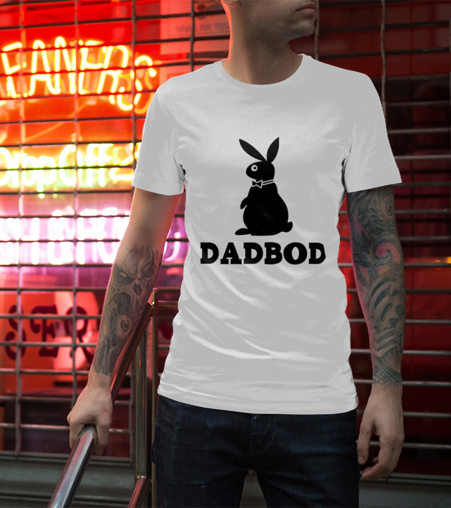 Dadbod Bunny Rabbit Dad Bod Fatherhood Humor Bow Tie T-Shirt