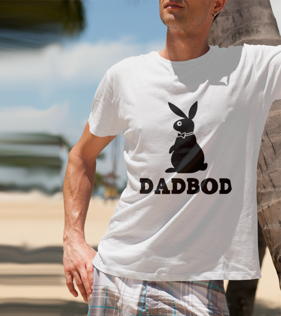 Dadbod Bunny Rabbit Dad Bod Fatherhood Humor Bow Tie T-Shirt