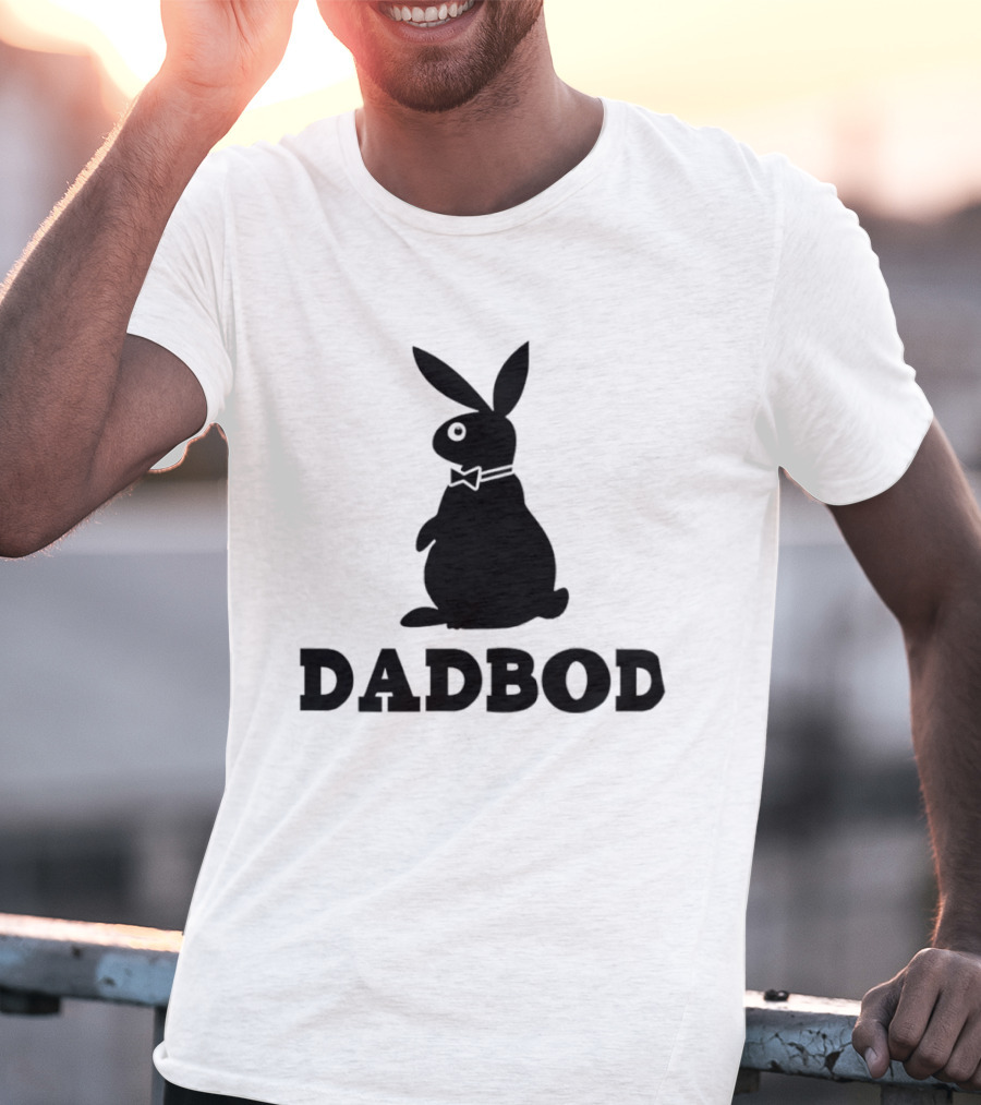 Dadbod Bunny Rabbit Dad Bod Fatherhood Humor Bow Tie T-Shirt