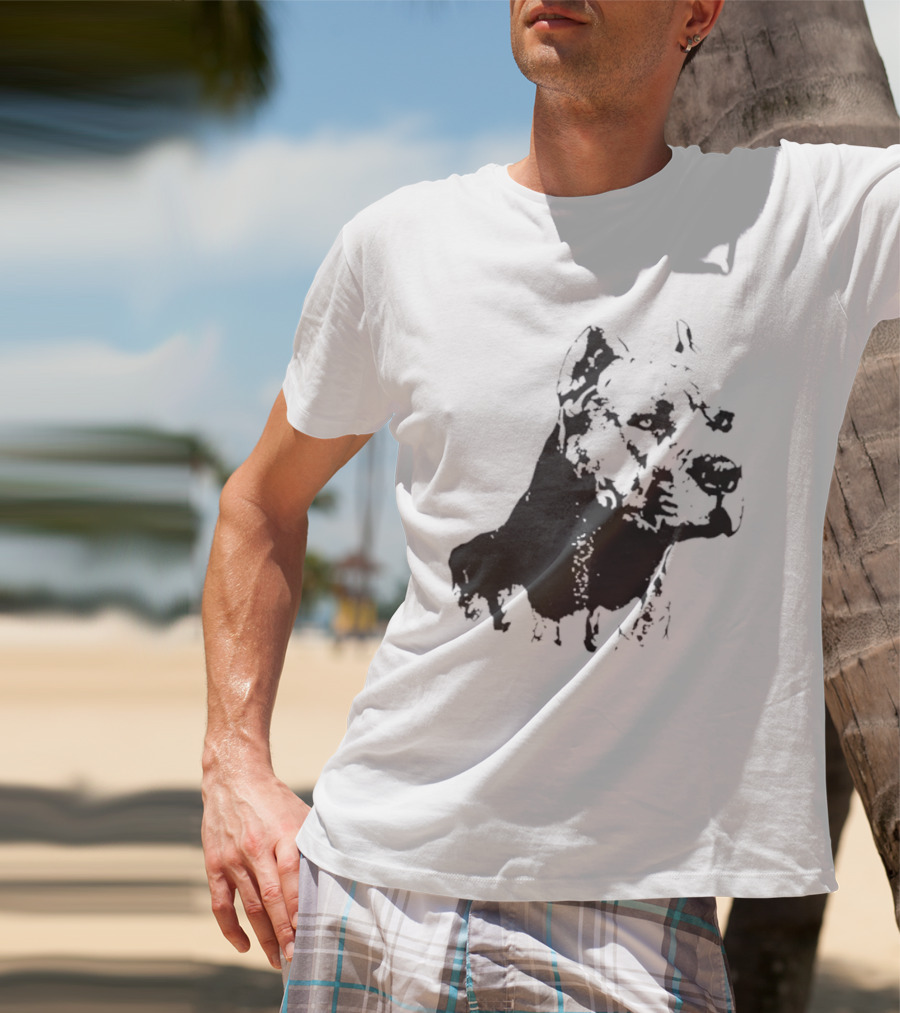 Distressed Pit Bull Dog Face Art For Dog Lovers T-Shirt