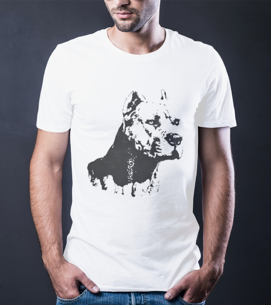 Distressed Pit Bull Dog Face Art For Dog Lovers T-Shirt