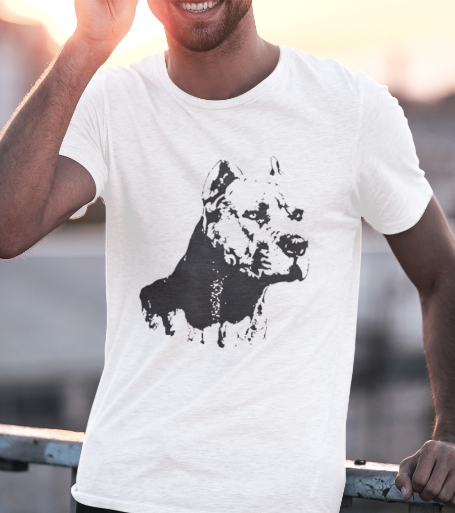 Distressed Pit Bull Dog Face Art For Dog Lovers T-Shirt