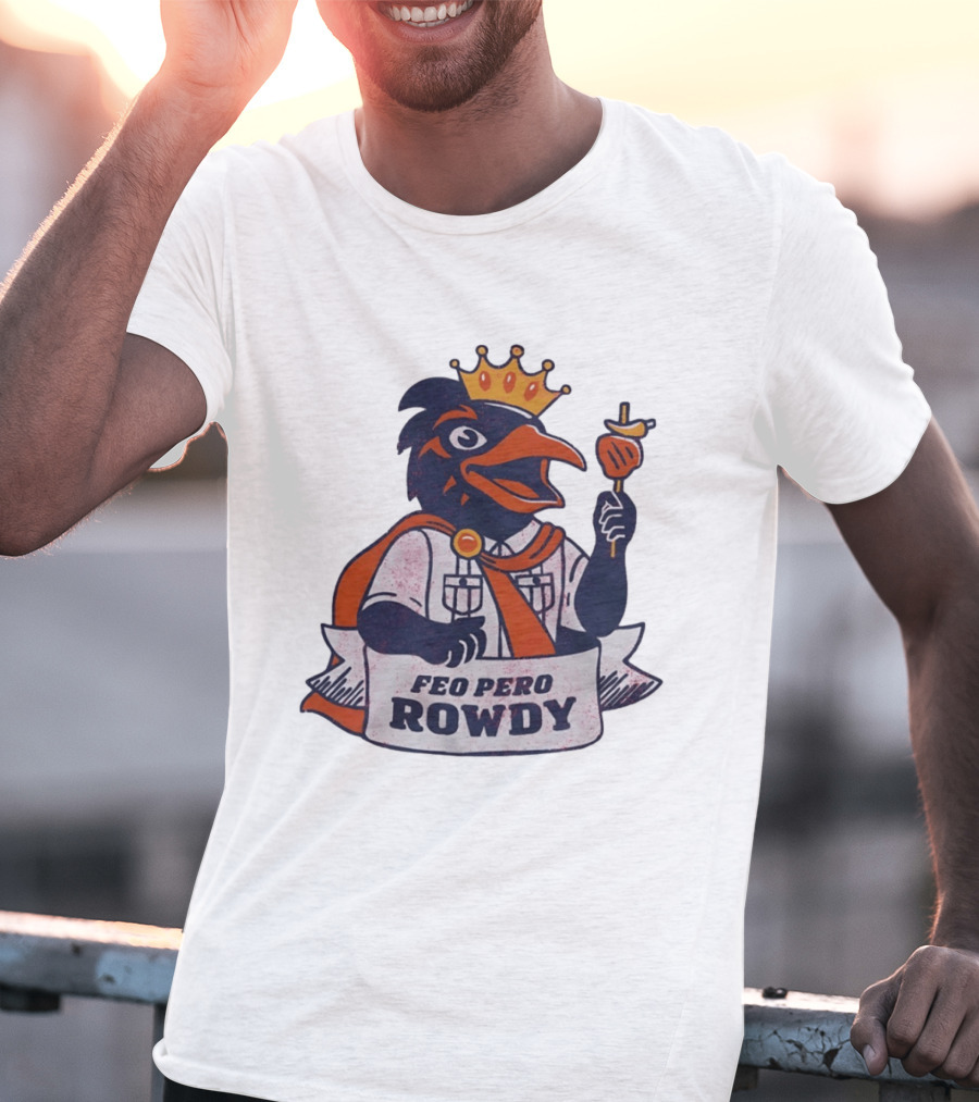 Feo Pero Rowdy Distressed Crow King Feopero With Skewer And Crown T-Shirt