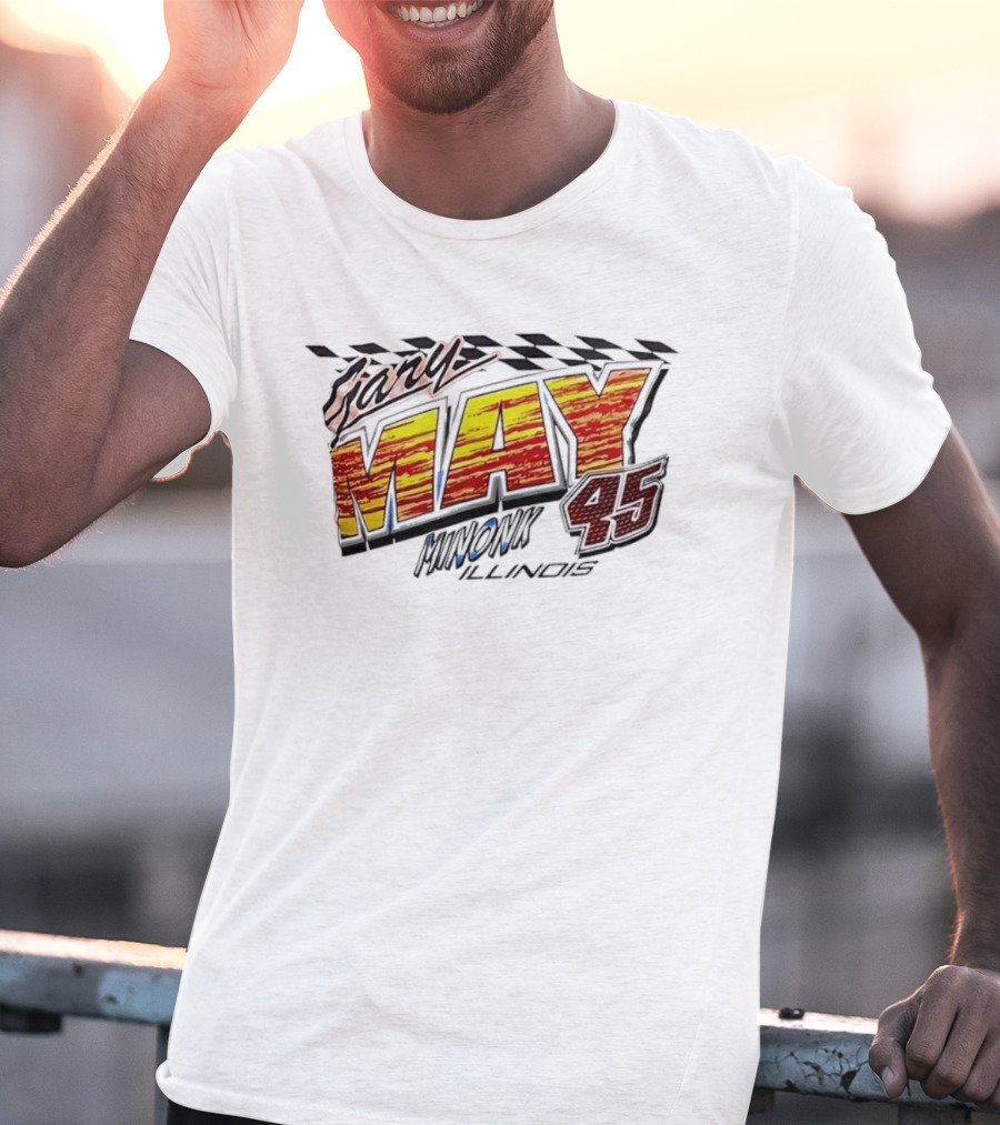Gary May 45 Minonk Illinois Racing Motorsports Checkerboard T-Shirt