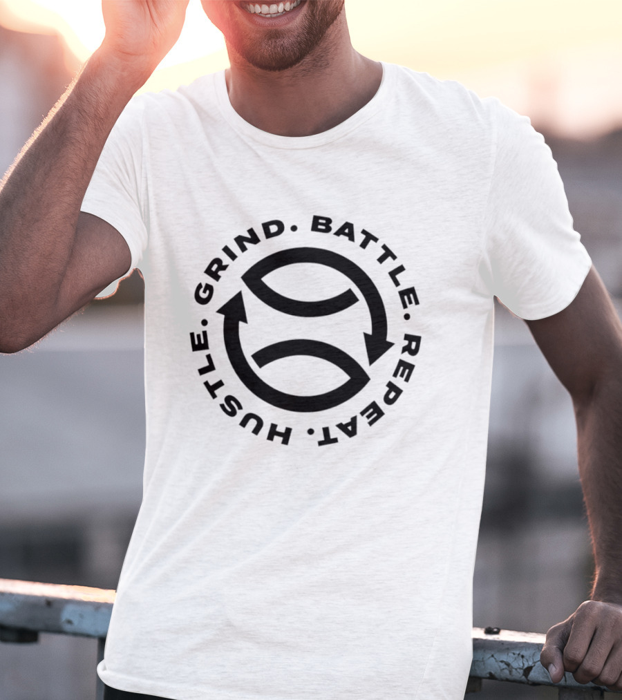 Grind Battle Hustle Repeat Motivational Cycle Arrows T-Shirt