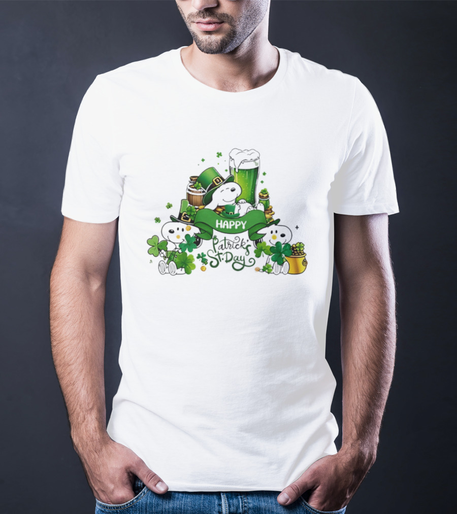 Snoopy St Patrick's Day Peanuts Shamrock Happy T-Shirt