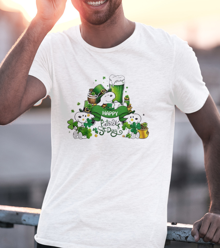 Snoopy St Patrick's Day Peanuts Shamrock Happy T-Shirt