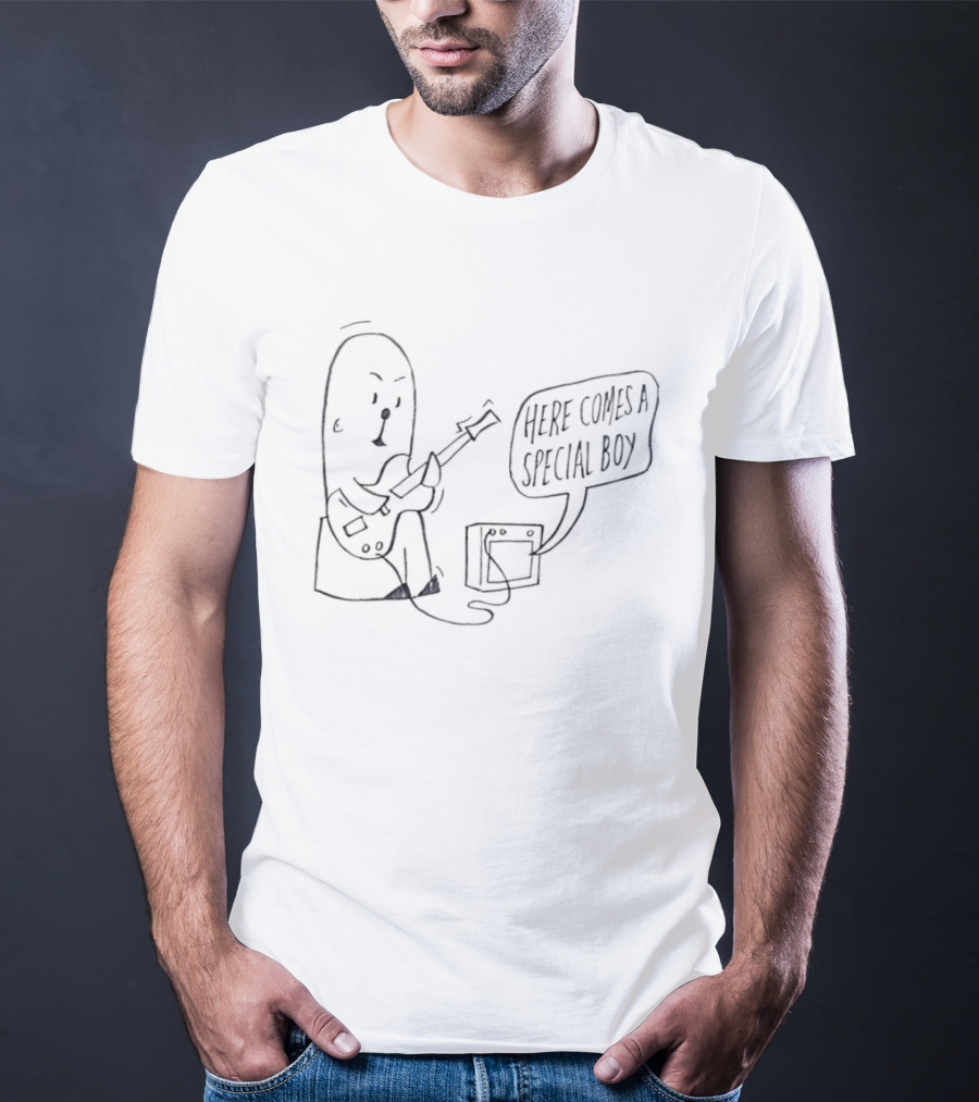 Special Boy Cartoon With Guitar And Amp Here Comes A Special Boy T-Shirt