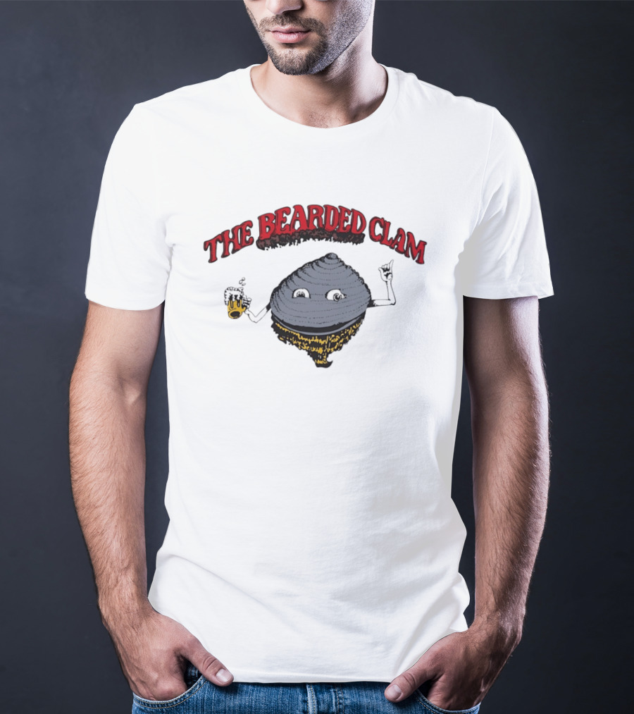 The Bearded Clam Cartoon Drinking Beer T-Shirt