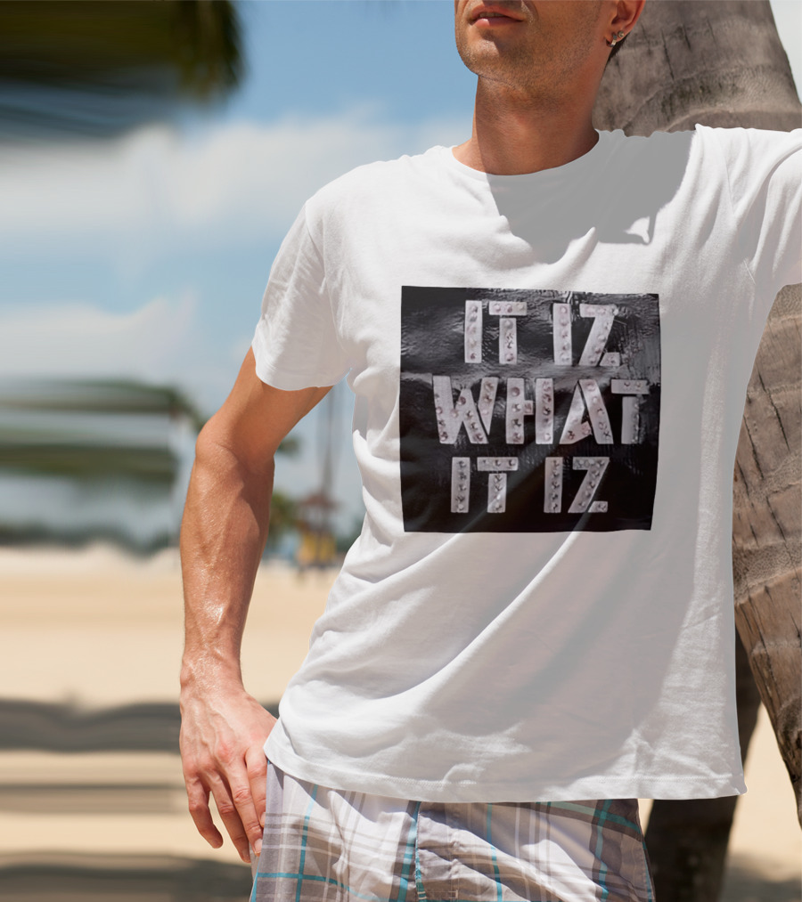 It Iz What It Iz Rhinestone Sparkly Slang Black T-Shirt