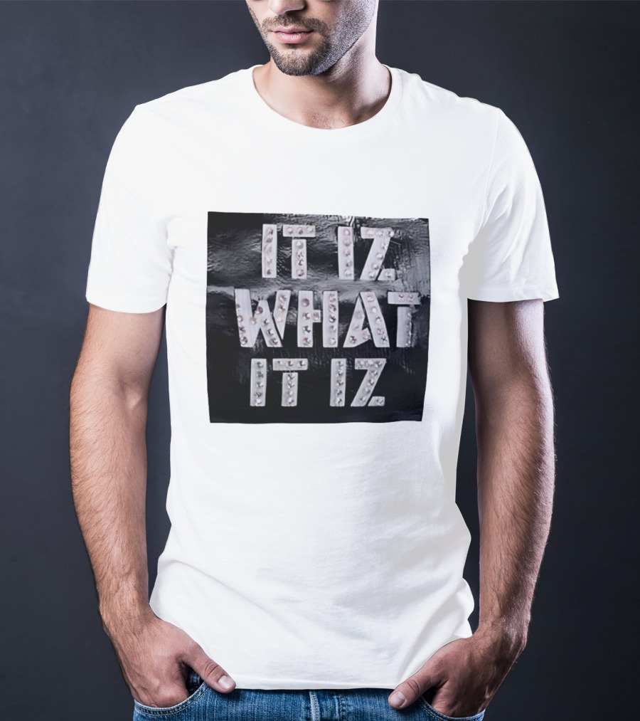 It Iz What It Iz Rhinestone Sparkly Slang Black T-Shirt