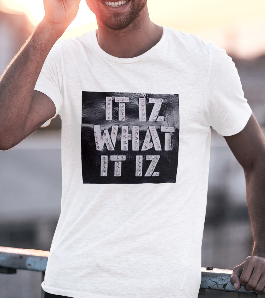 It Iz What It Iz Rhinestone Sparkly Slang Black T-Shirt