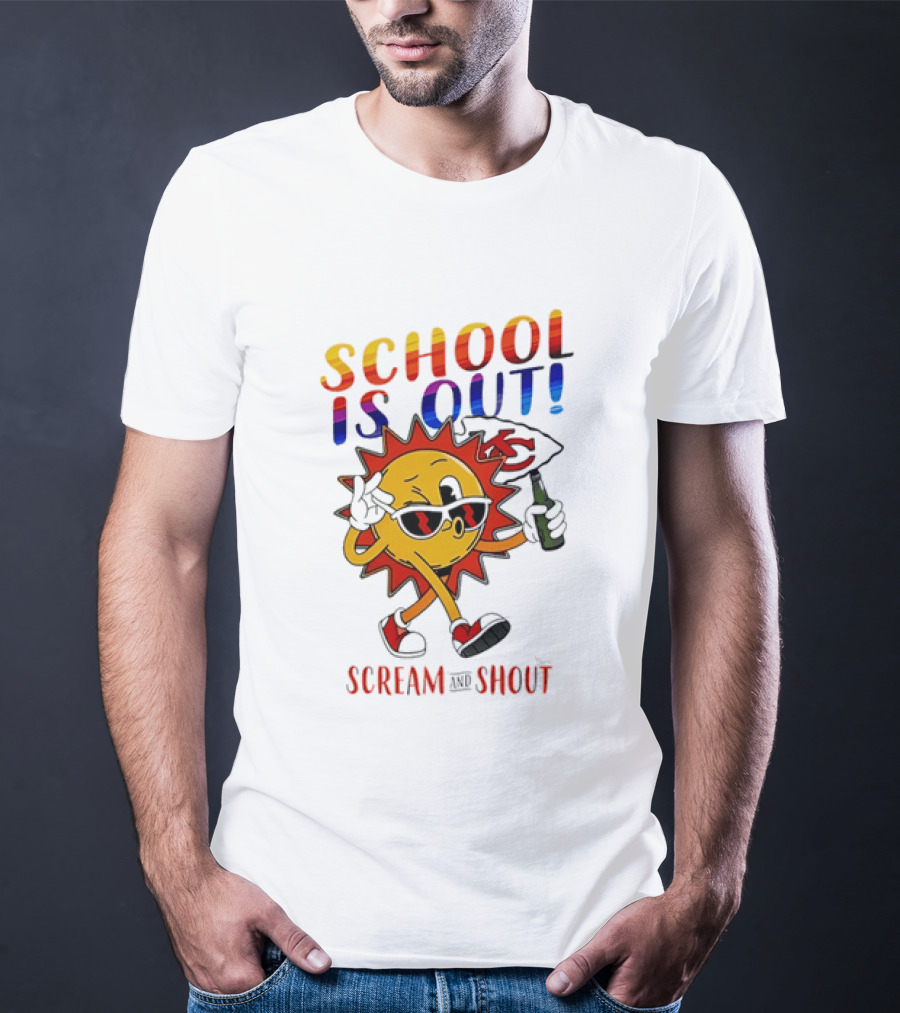 Kansas City Chiefs Sun Character School Is Out Scream And Shout T-Shirt