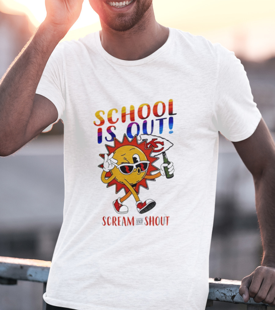 Kansas City Chiefs Sun Character School Is Out Scream And Shout T-Shirt