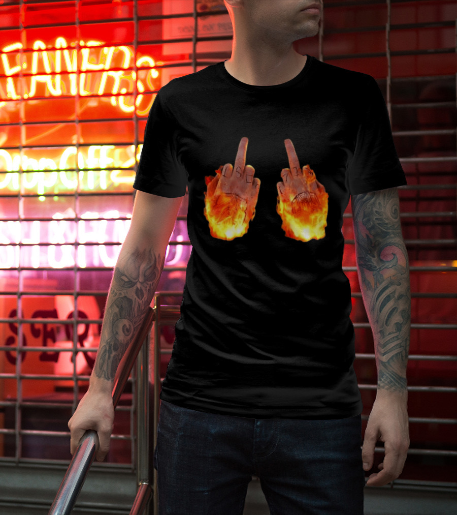 Sid The 3Rd Middle Fingers Flaming Gesture T-Shirt