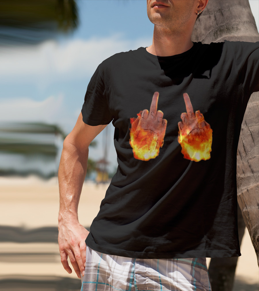 Sid The 3Rd Middle Fingers Flaming Gesture T-Shirt