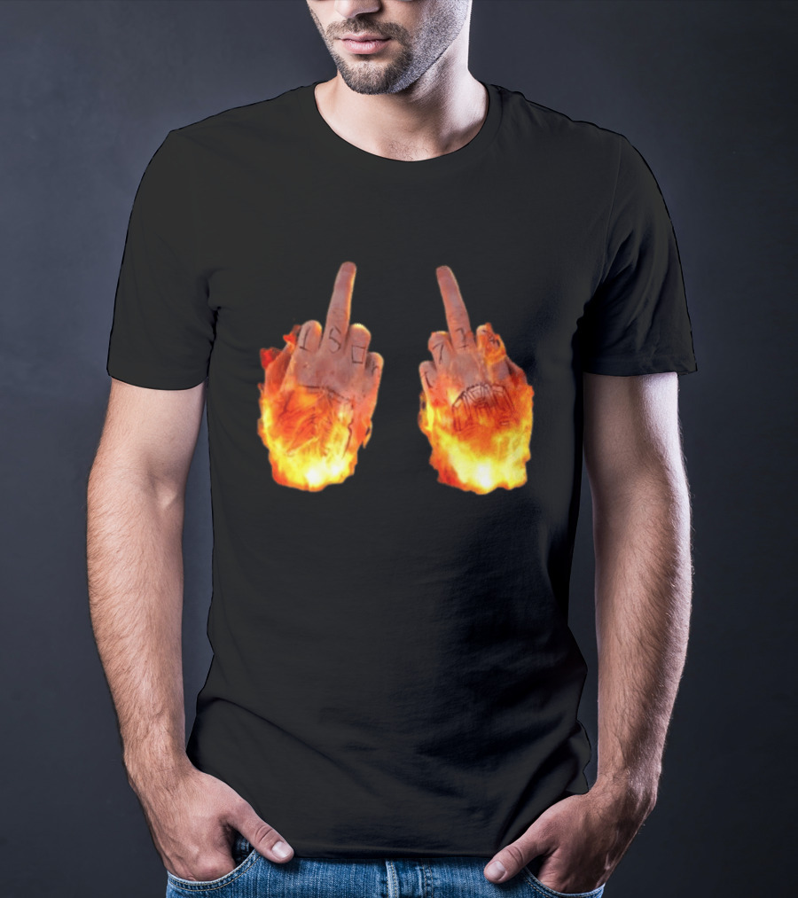 Sid The 3Rd Middle Fingers Flaming Gesture T-Shirt