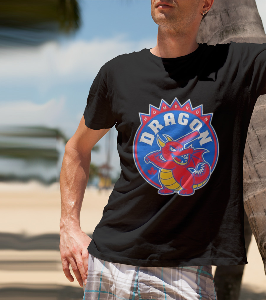 Homerun Dragon Toronto Blue Jays Batter With Red Bat And Maple Leaf T-Shirt