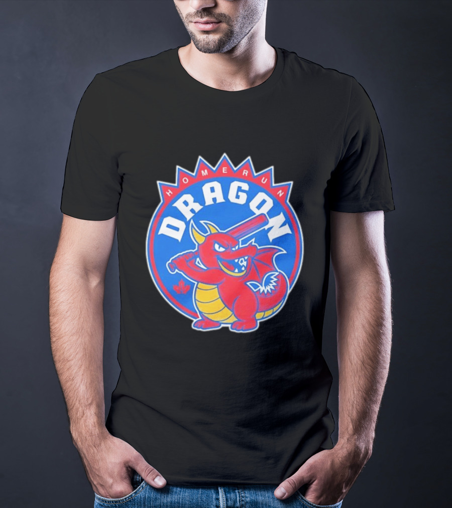 Homerun Dragon Toronto Blue Jays Batter With Red Bat And Maple Leaf T-Shirt