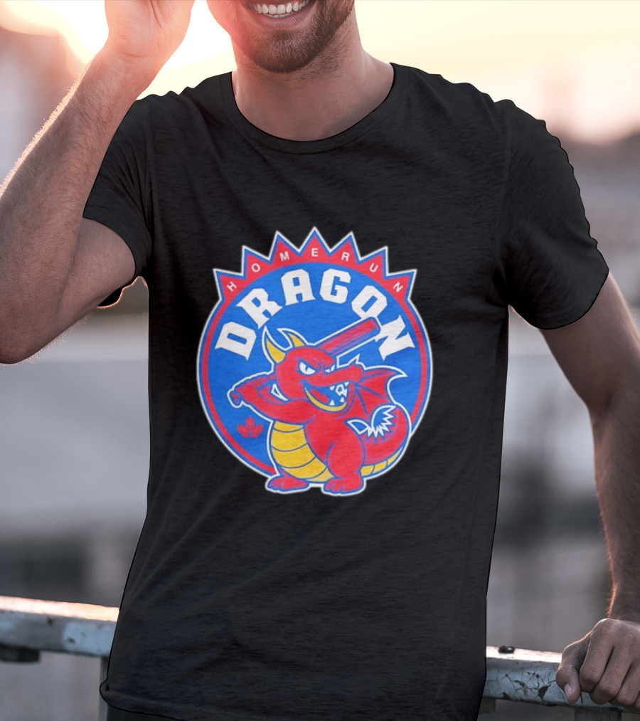 Homerun Dragon Toronto Blue Jays Batter With Red Bat And Maple Leaf T-Shirt