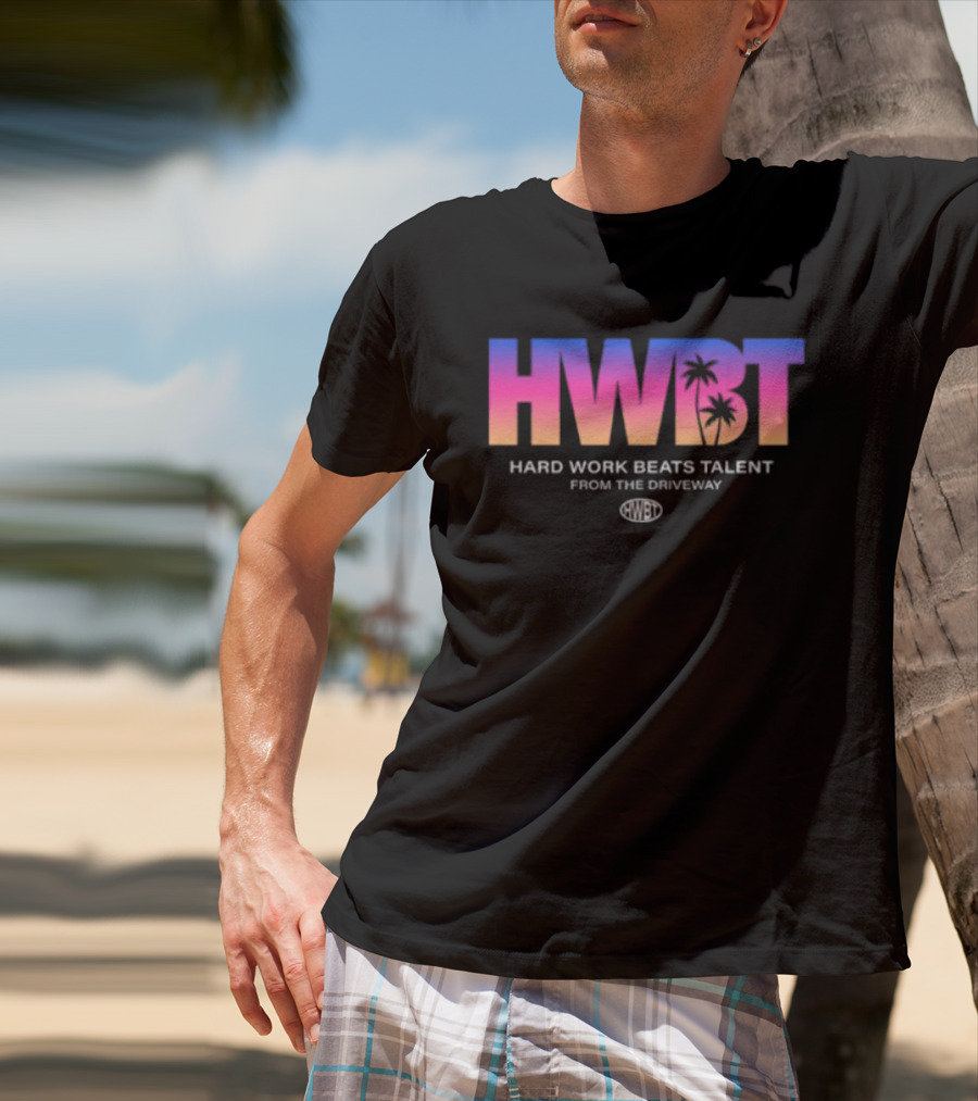 Hwbt Store Miami Sunset Hard Work Beats Talent Oversized T-Shirt