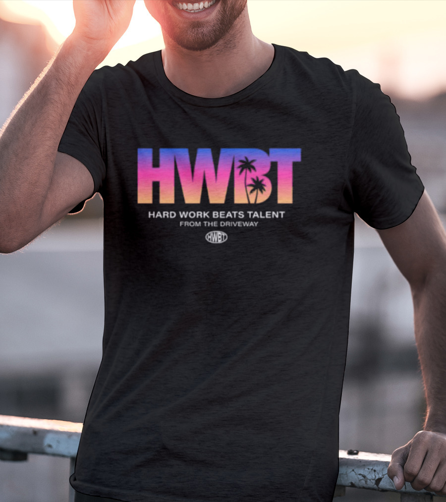 Hwbt Store Miami Sunset Hard Work Beats Talent Oversized T-Shirt