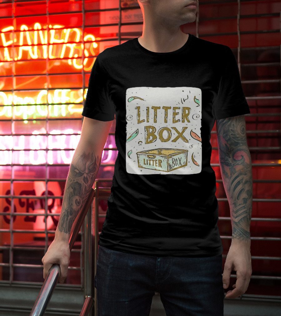 Litter Box Cat Pet Kitten Animal Fun Artwork With Litter Box T-Shirt