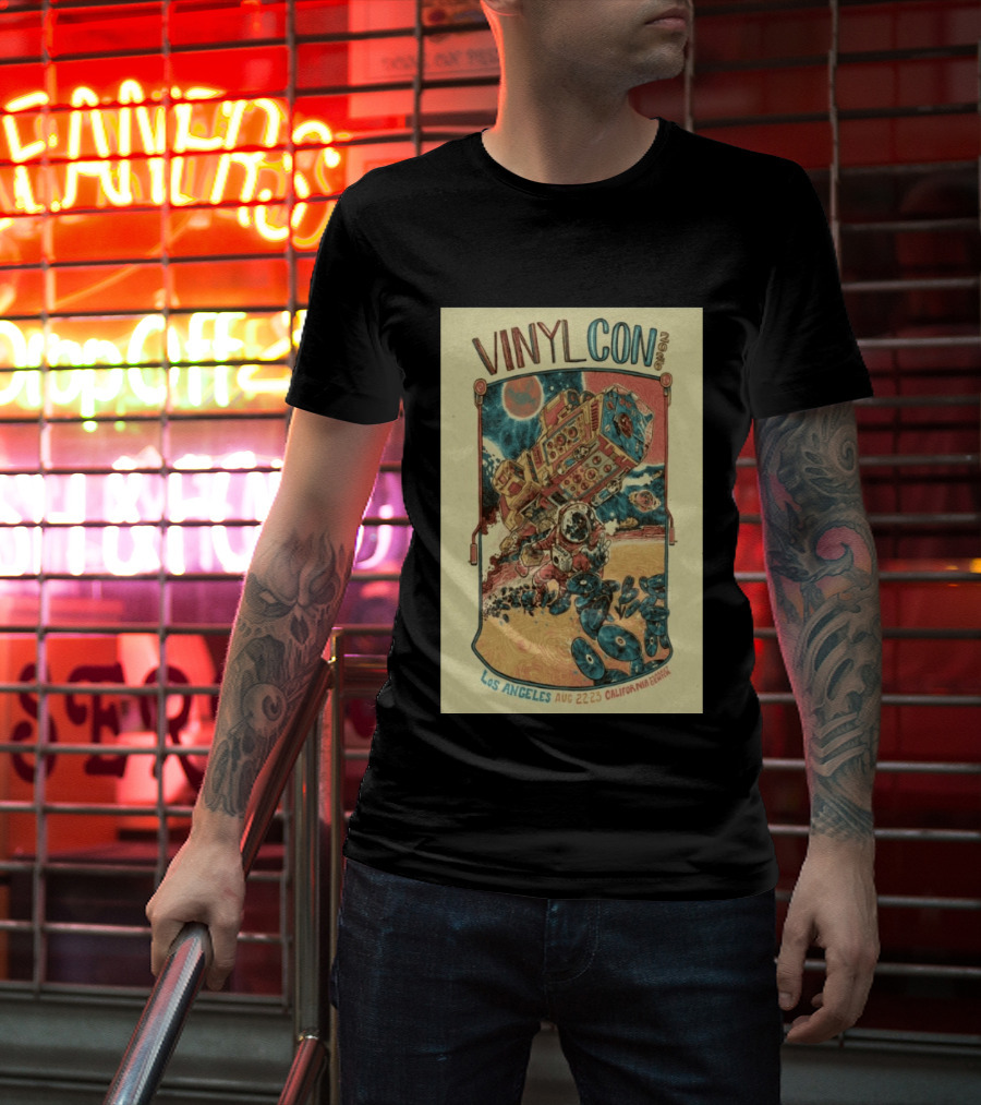 VinylCon Los Angeles August 22 23 2026 California Festival Space Astronaut Turntable T-Shirt