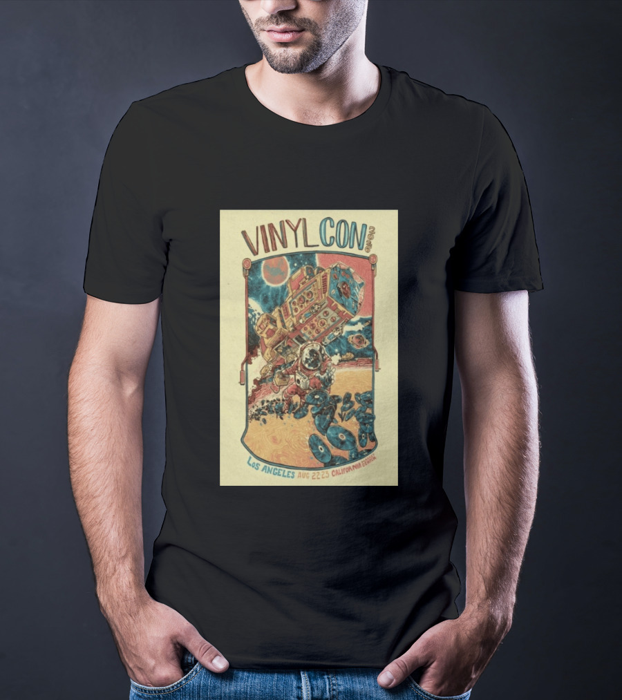 VinylCon Los Angeles August 22 23 2026 California Festival Space Astronaut Turntable T-Shirt