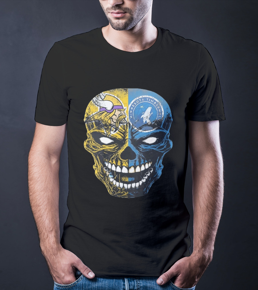 Minnesota Vikings Timberwolves Skull Mashup T-Shirt